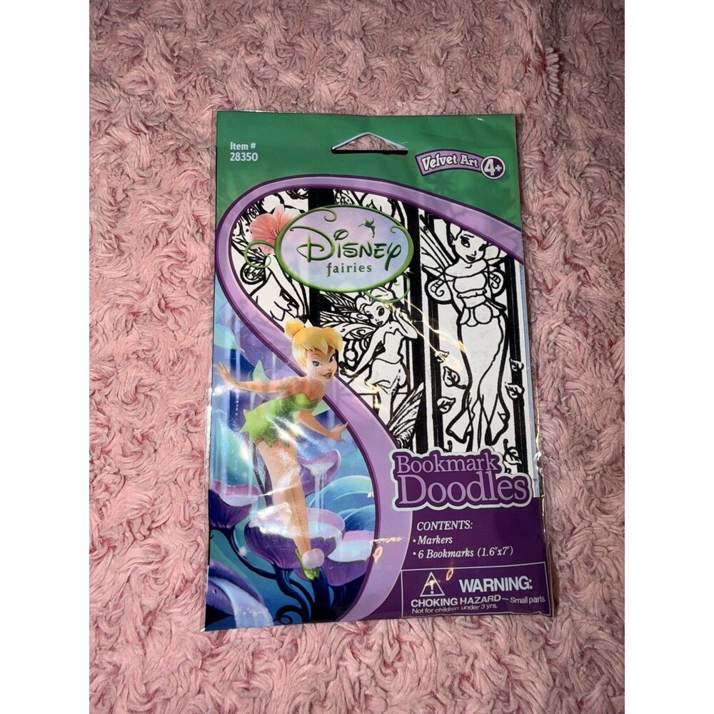 DISNEY TINKERBELL FAIRIES VELVET DOODLE (6) W/ Marker Color Activity Coloring